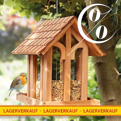 Lagerverkauf Vogelhaus aus Holz mit Futtersilo &ndash; dekorative Vogelfutterstation f&uuml;r Garten und Terrasse