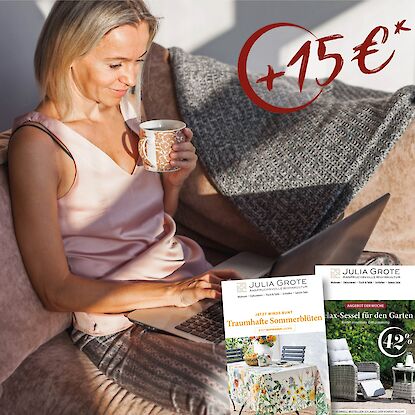 Julia Grote Newsletter-Angebot mit 15 € Gutschein für stilvolle Wohnkultur.