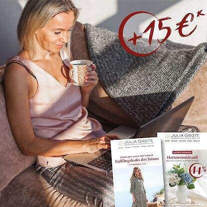 Julia Grote Newsletter-Angebot mit 15 € Gutschein für stilvolle Wohnkultur.