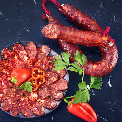 Salami tranchée et poivron