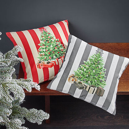 Rot weiß und grau weiße kissen mit Weihnachtsbaum