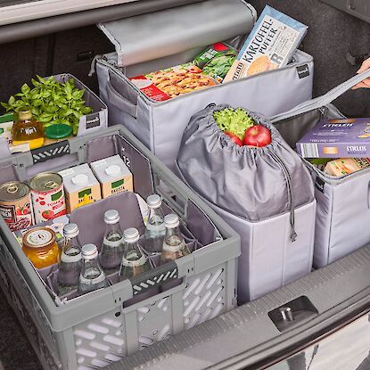 Coffre équipé de différentes boîtes pour organiser et transporter vos achats